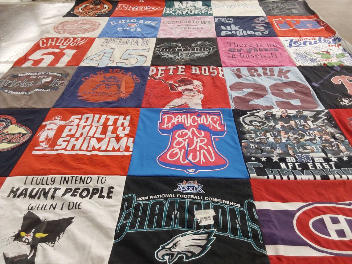 T-shirt quilt featuring philadelphia eagles, chicago cubs by Barbara from DE