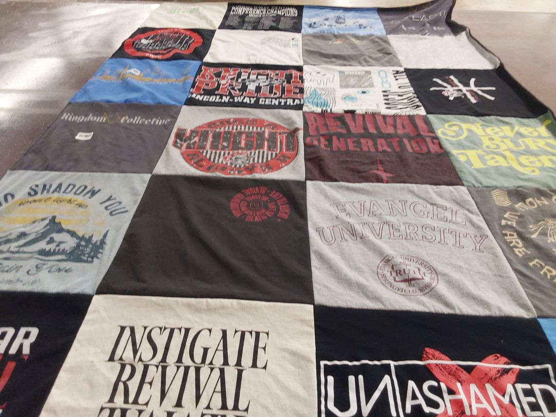 T-shirt quilt from evangel university by Erin from IL