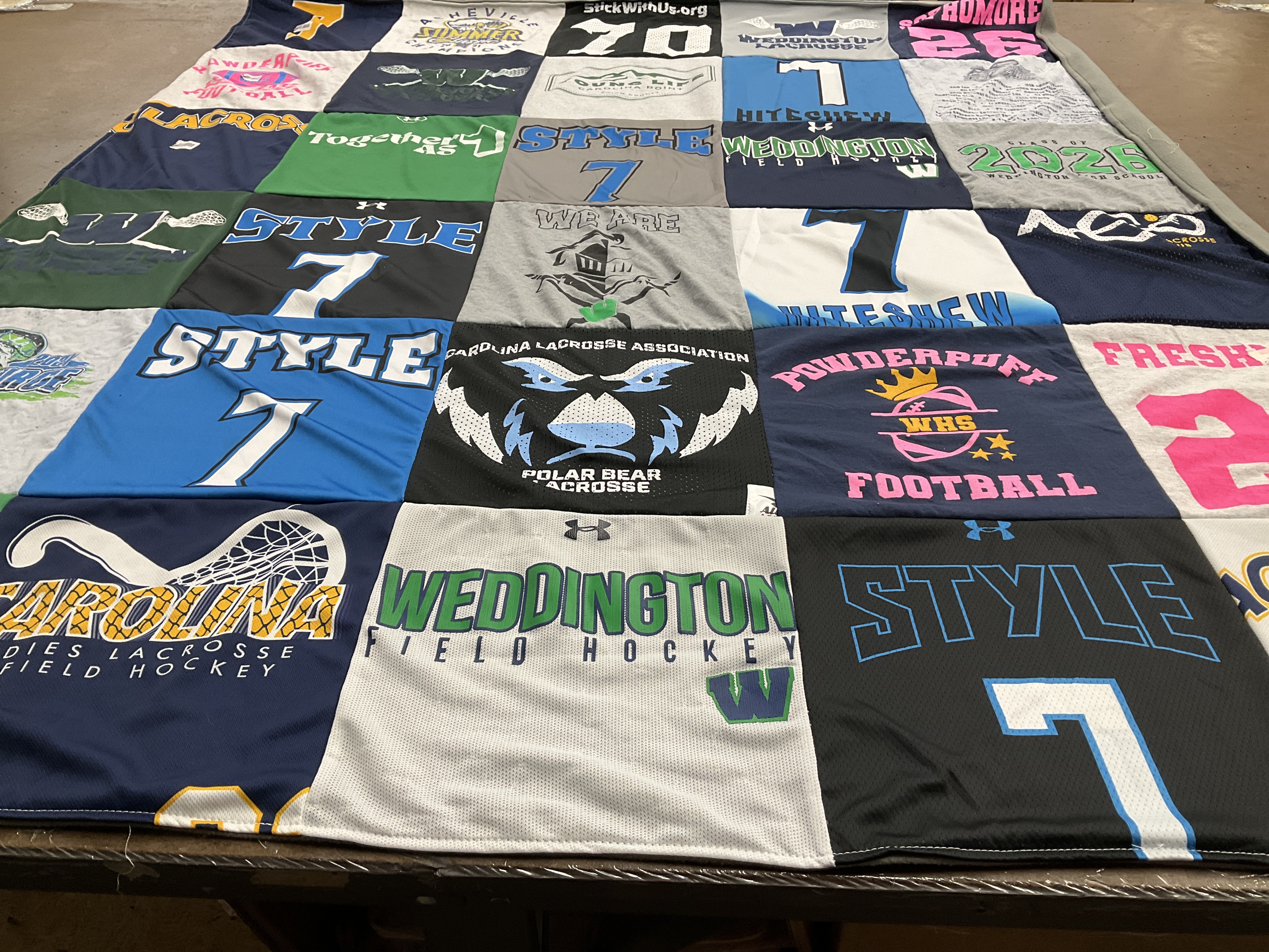 T-shirt quilt featuring weddington field hockey, polar bear lacrosse by Heather from NC