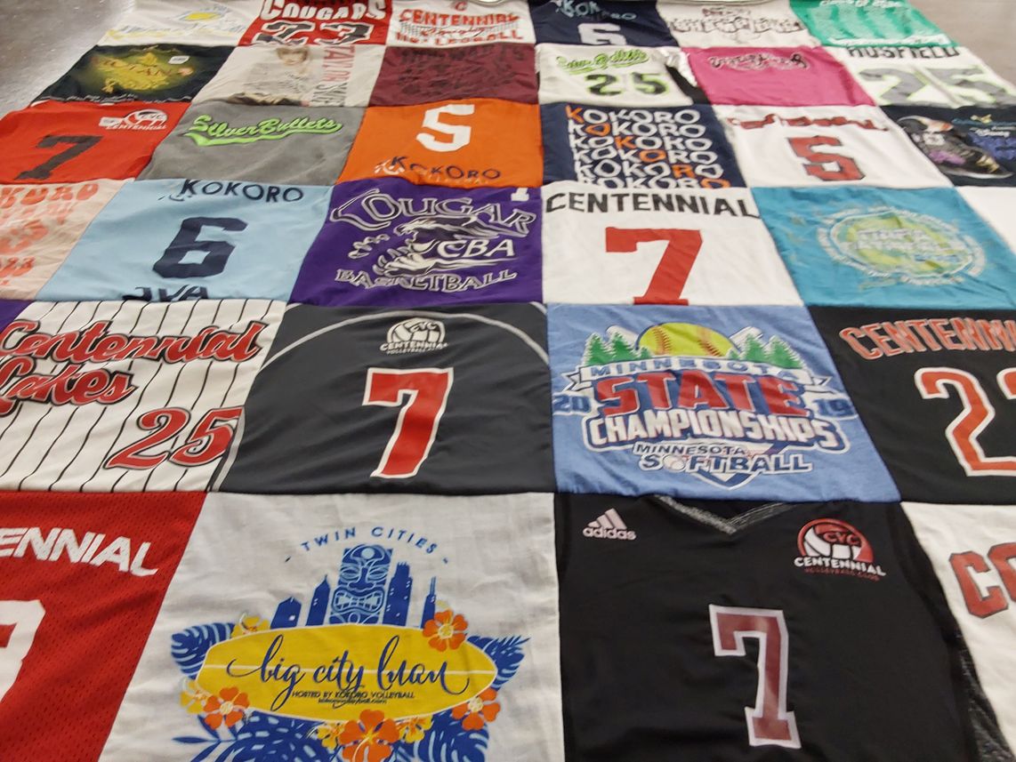 T-shirt quilt featuring centennial high school basketball by Michelle from MN