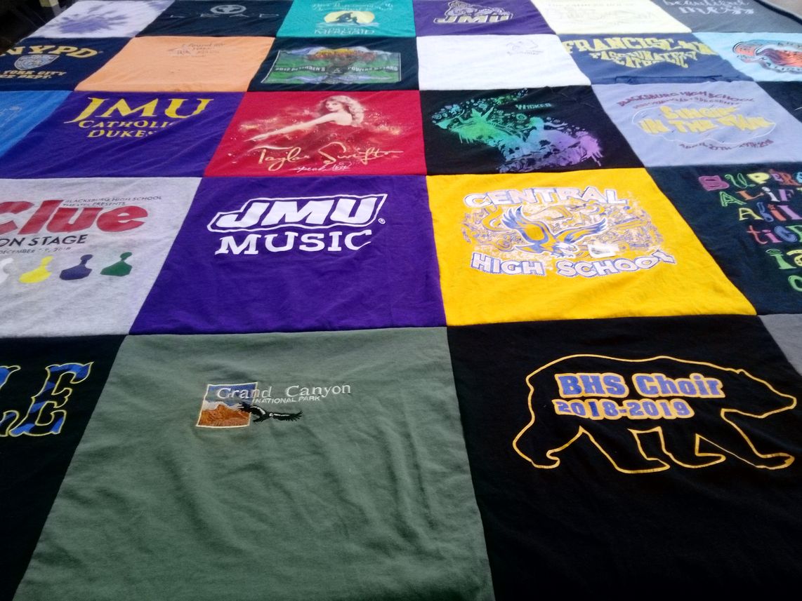 T-shirt quilt from james madison university, central high school by Marissa from VA