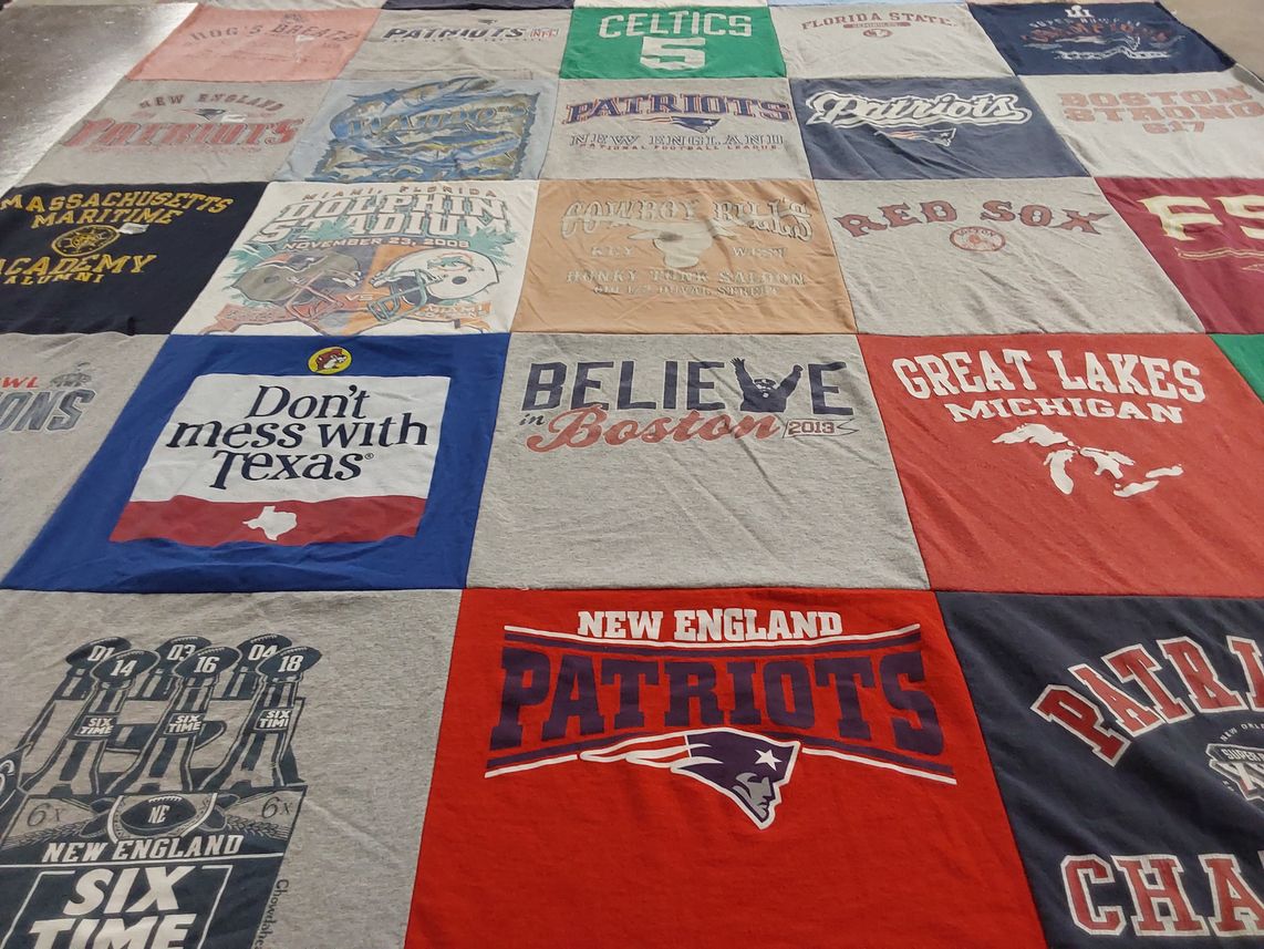 T-shirt quilt featuring new england patriots, boston red sox by Jessica from FL