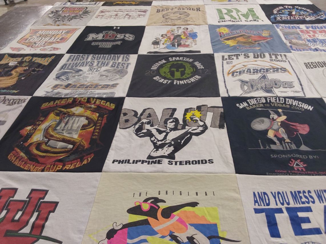 T-shirt quilt featuring los angeles chargers, dallas cowboys by Christina from UT