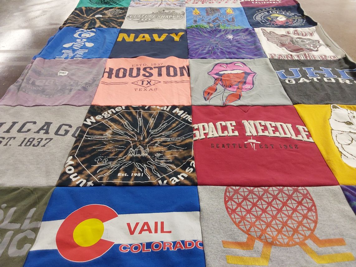 T-shirt quilt from university of houston, university of colorado by Meghan from TX