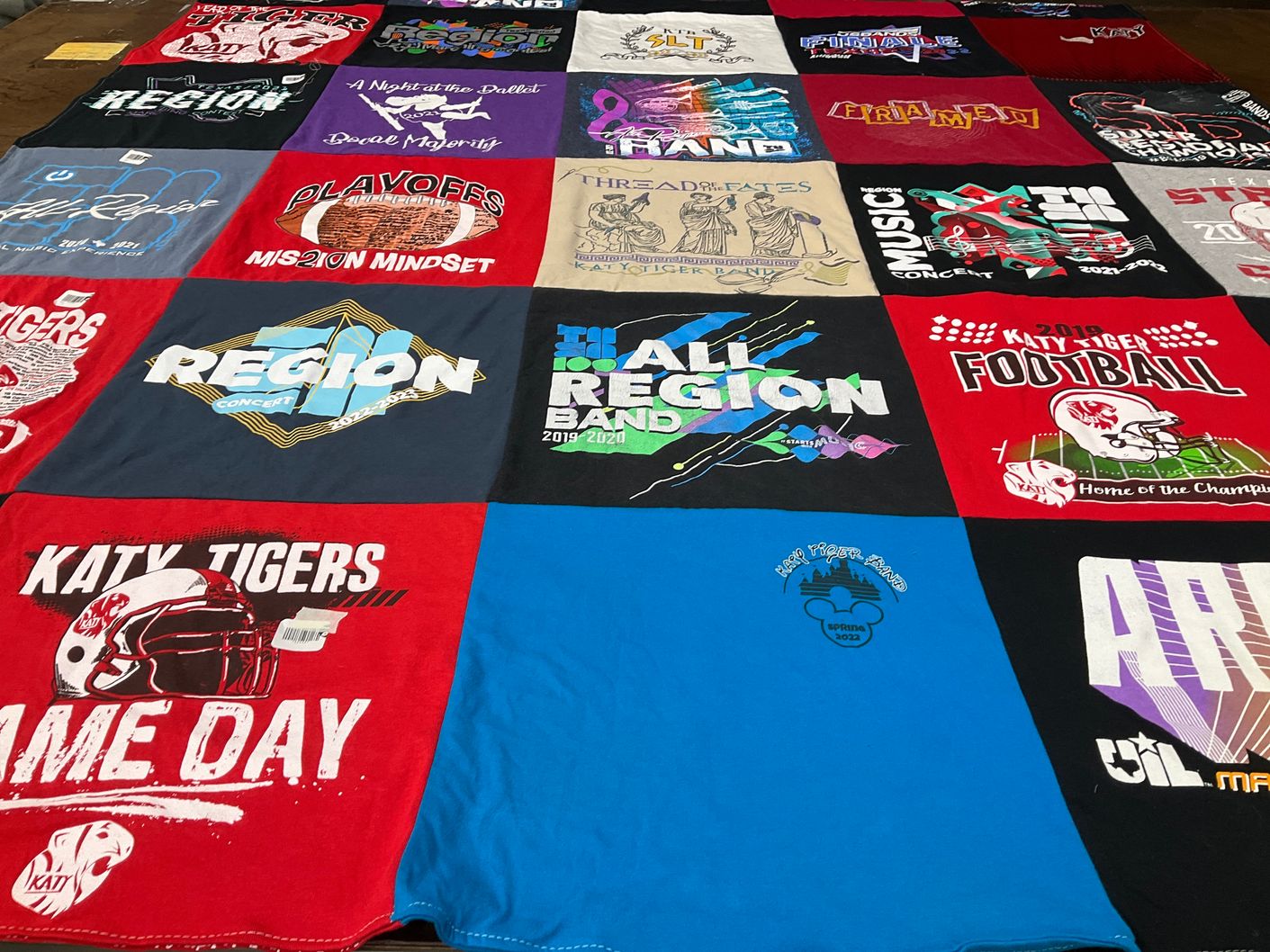 T-shirt quilt featuring katy high school football, katy tigers by Anne from TX