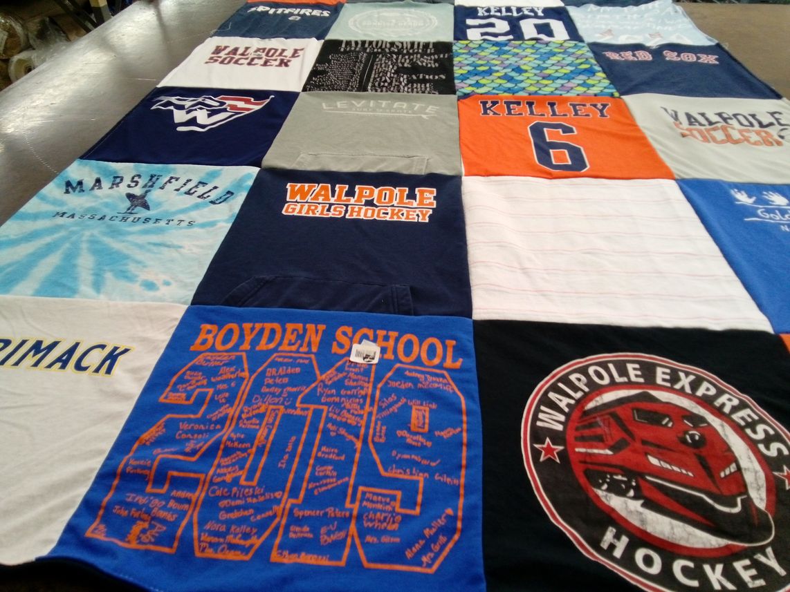 T-shirt quilt featuring walpole girls hockey, walpole express hockey by Kim from MA