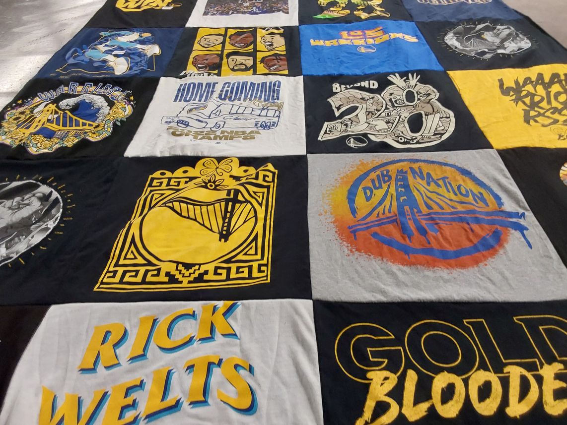 T-shirt quilt featuring golden state warriors by Pam from CA