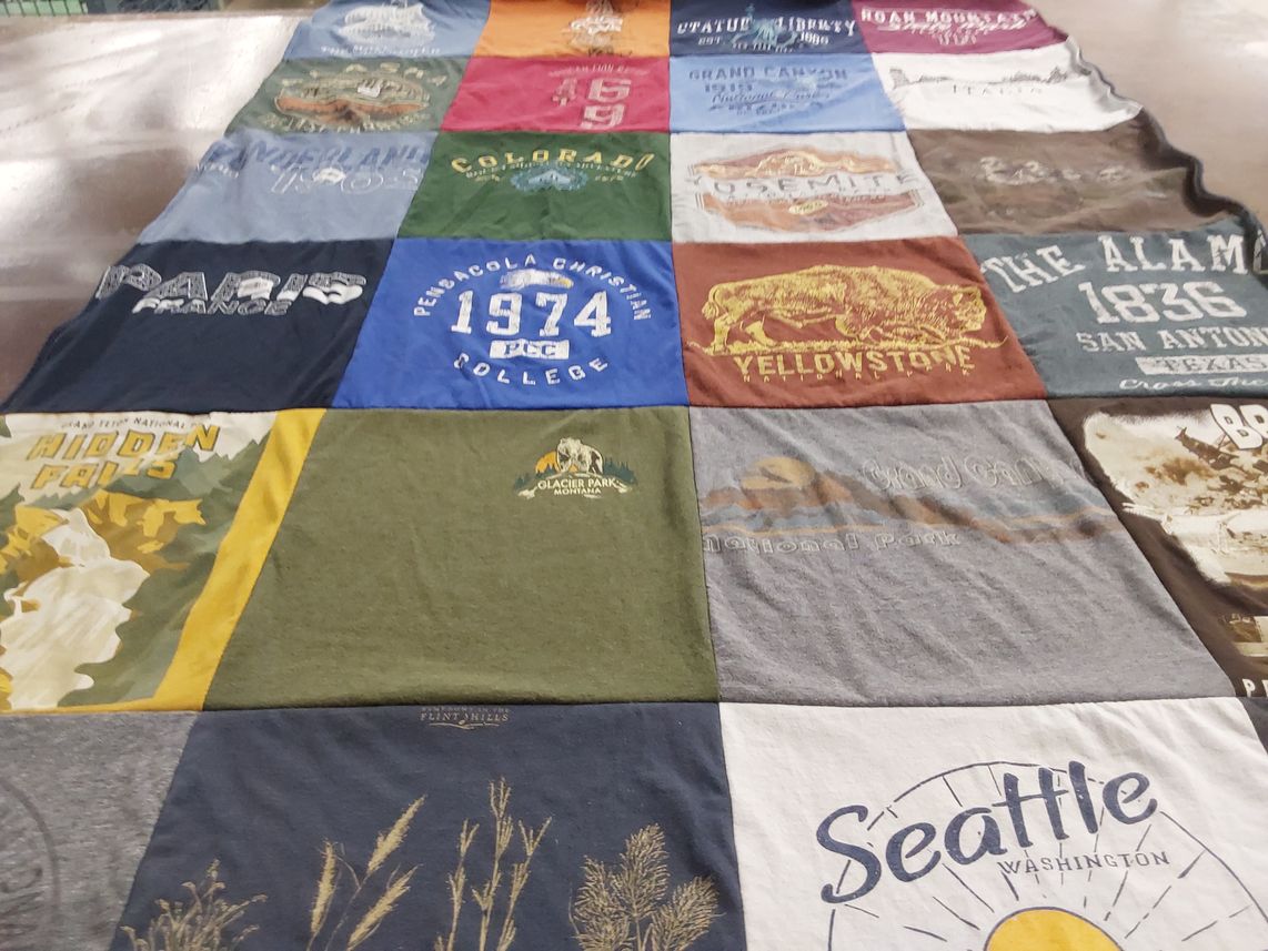 T-shirt quilt from pensacola christian college by Annie from TN