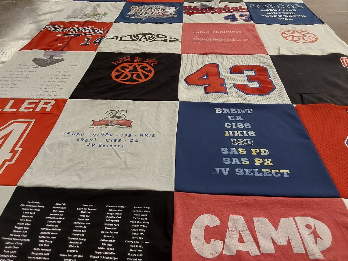 T-shirt quilt featuring shanghai american school by Christina from VA