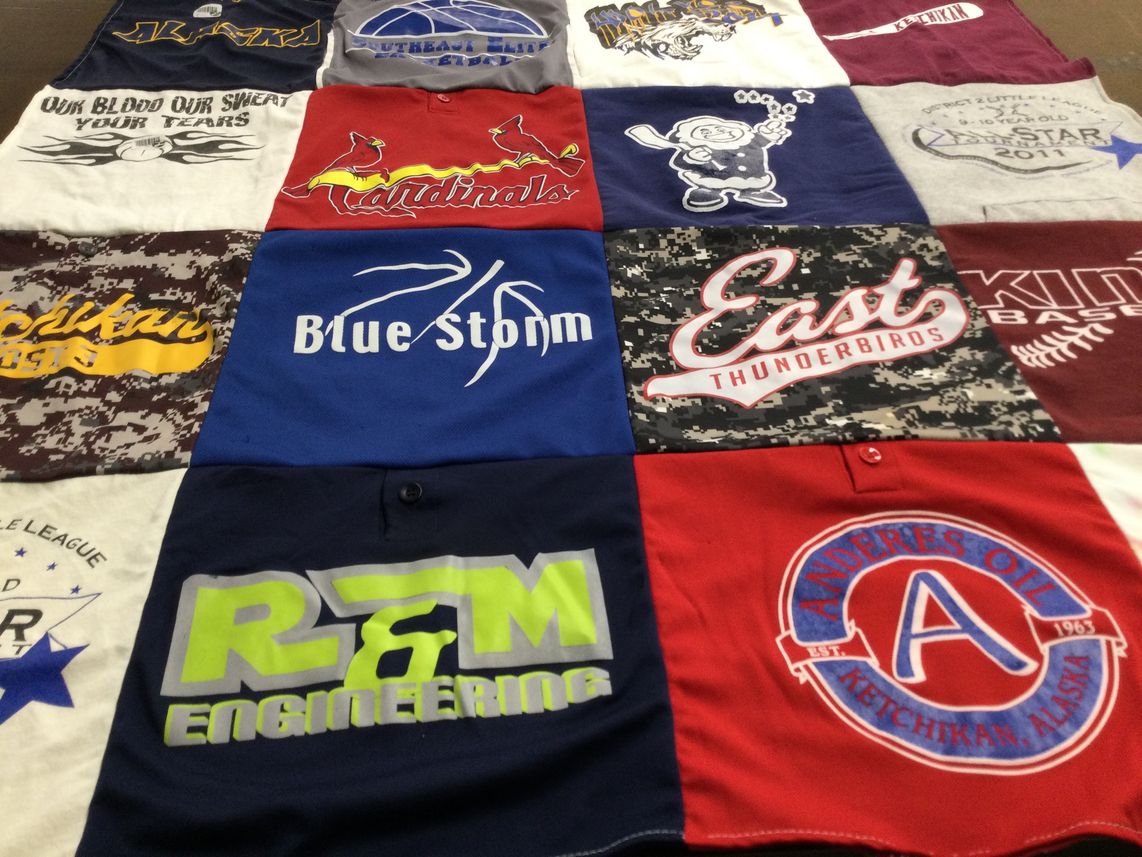 T-shirt quilt featuring east thunderbirds, cardinals by Angela from AK