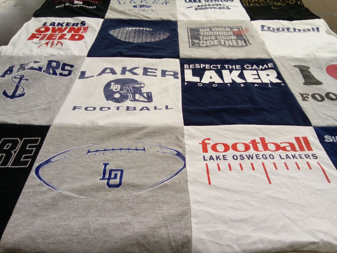T-shirt quilt featuring lake oswego lakers football by Lea from OR