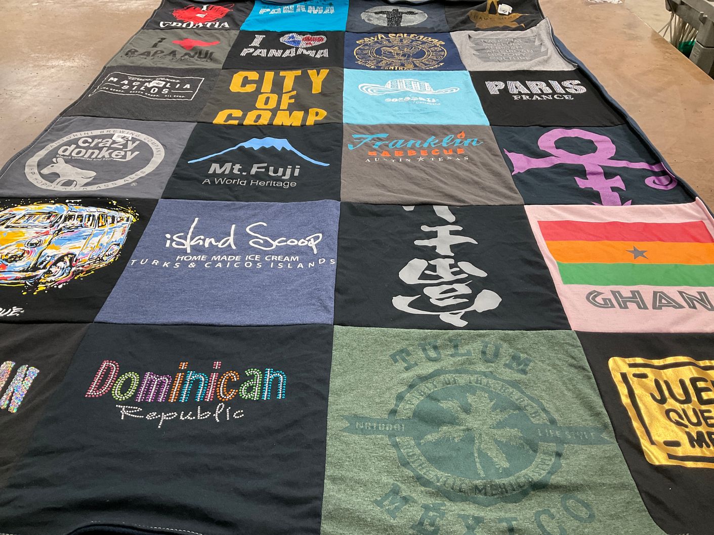 T-shirt quilt with travel, cuisine themes by Gayle from TX