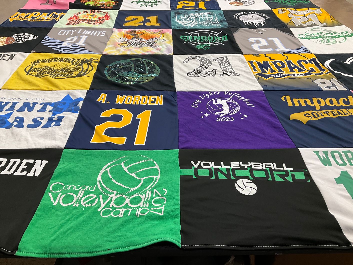 T-shirt quilt with sports themes by Kamrin from IN