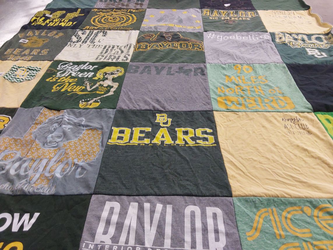 T-shirt quilt featuring baylor bears by sophia from TX