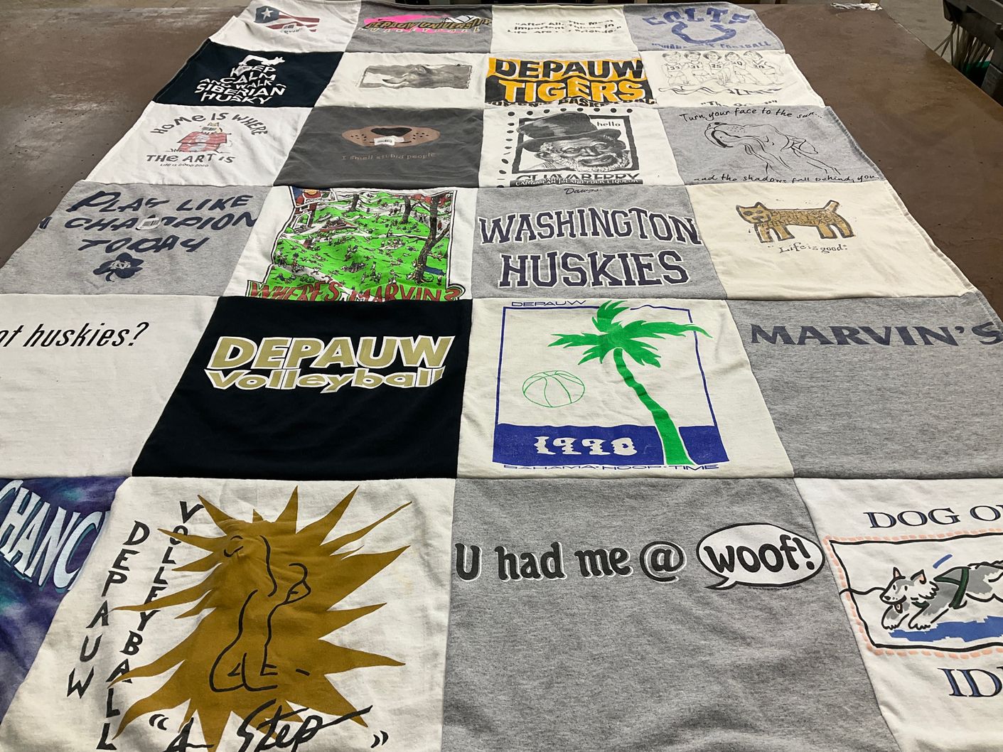T-shirt quilt featuring depaul university volleyball, washington huskies by Carrie from IN