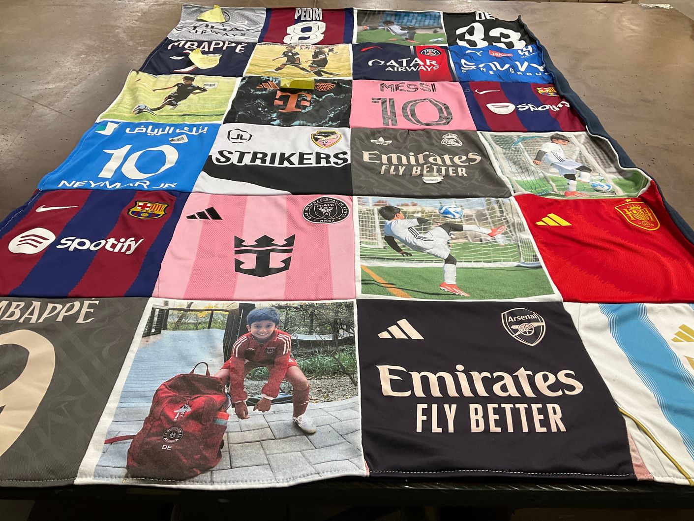 T-shirt quilt with soccer, football themes by Namrata from NJ