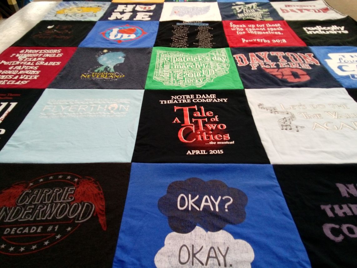 T-shirt quilt from university of dayton by ELIZABETH from PA