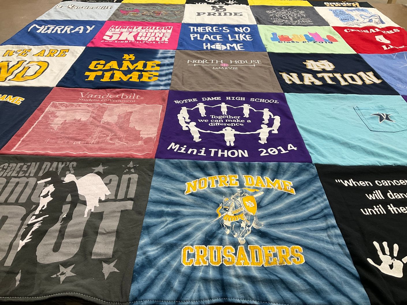 T-shirt quilt featuring notre dame crusaders by ELIZABETH from PA