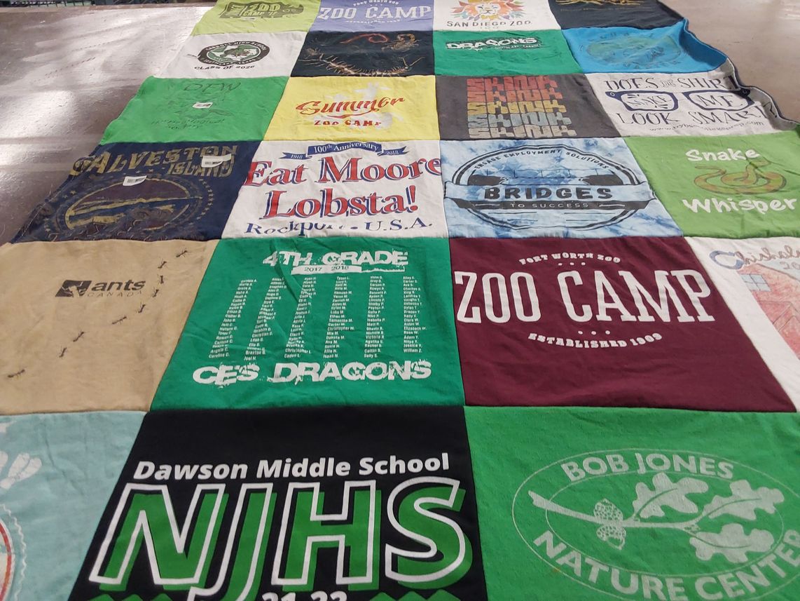 T-shirt quilt featuring ces dragons by Stephanie from TX