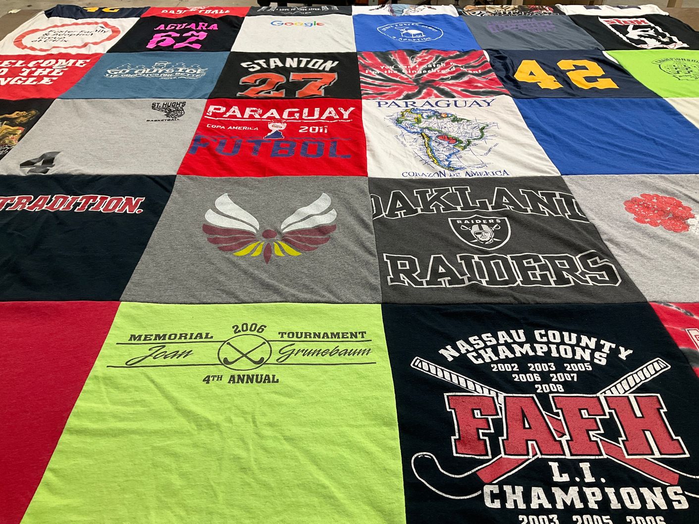 T-shirt quilt featuring oakland raiders by Jessica from FL