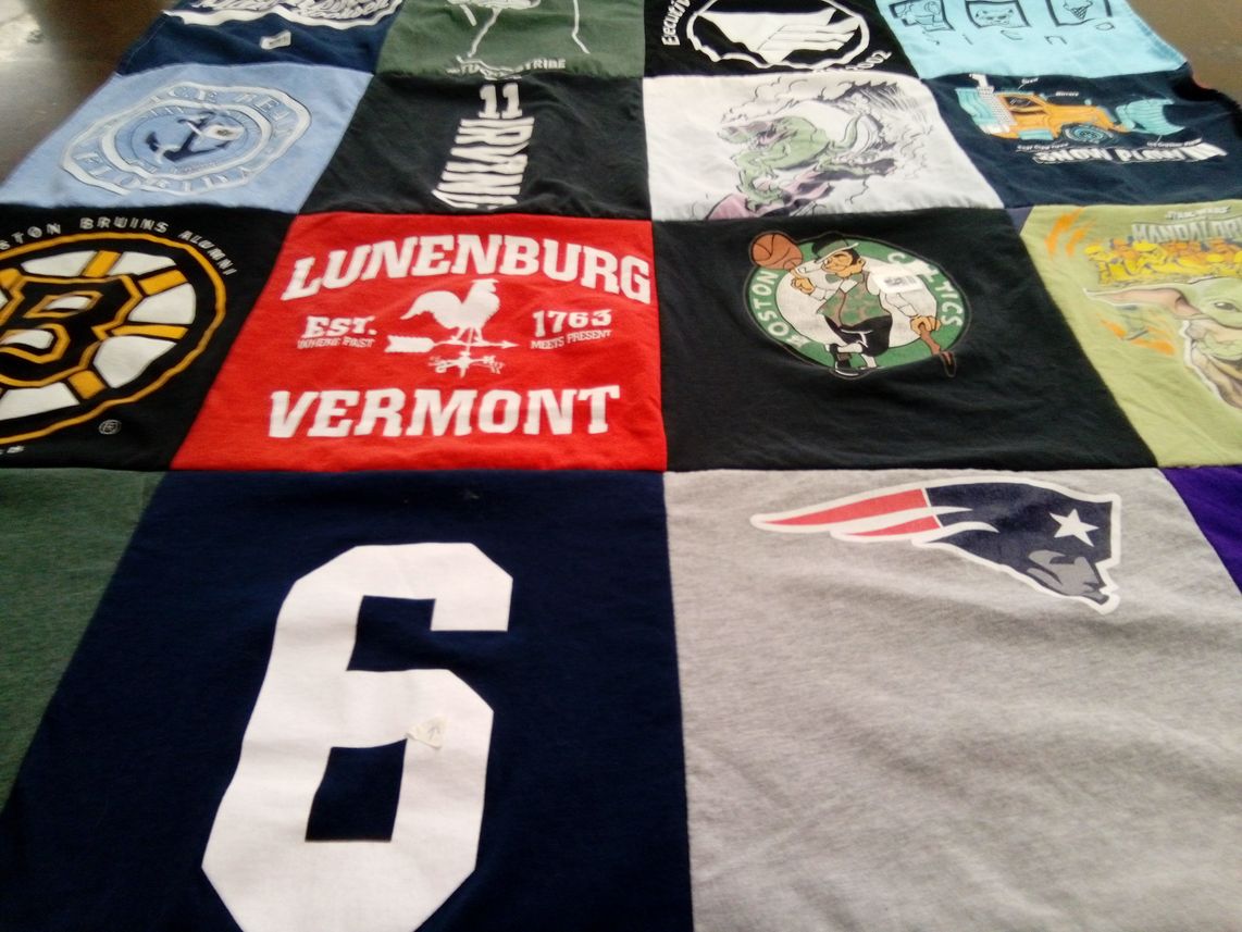 T-shirt quilt featuring boston celtics, new england patriots by Katherine from NH
