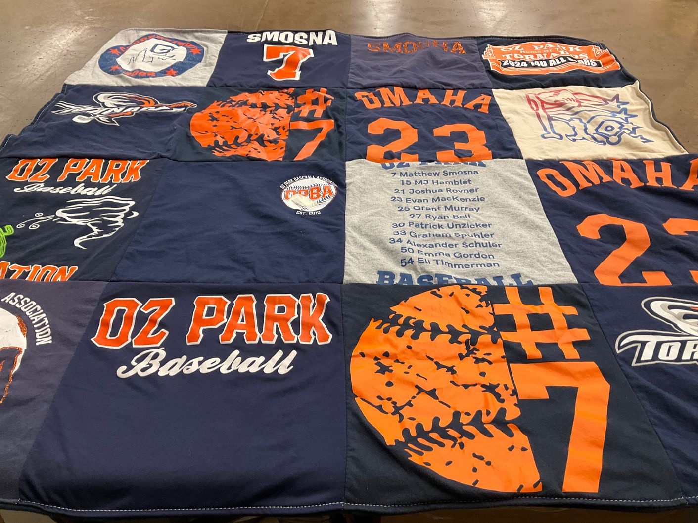 T-shirt quilt featuring oz park baseball team by Cindy from IL
