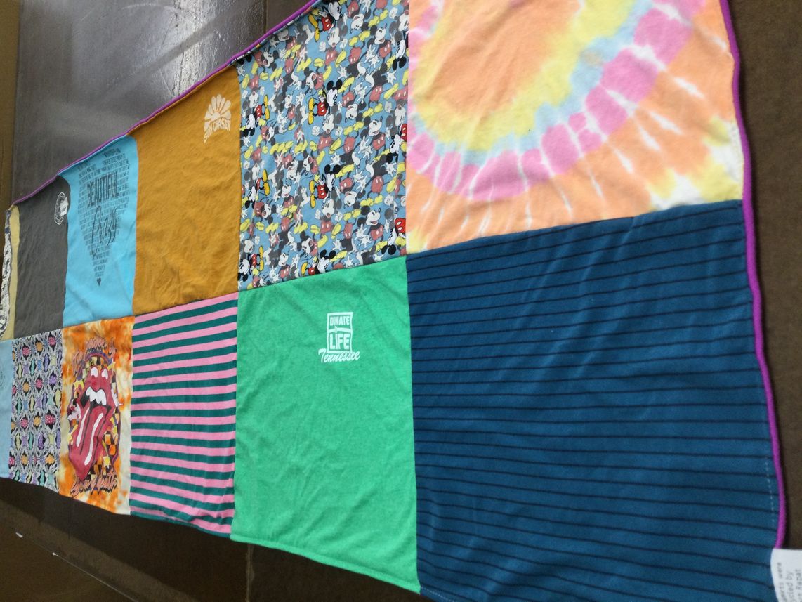 T-shirt quilt with music, cartoons themes by Alison from TN