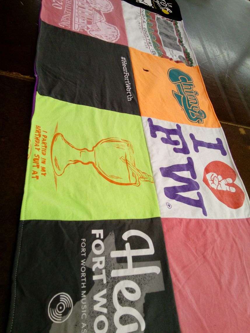 T-shirt quilt with fort worth music, birthday parties themes by Curlee from TX