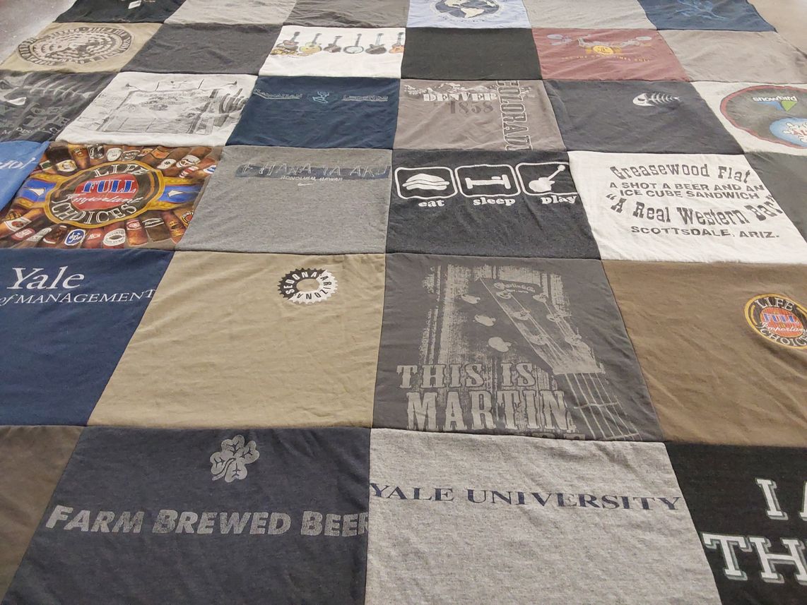 T-shirt quilt from yale university by Christine from VT