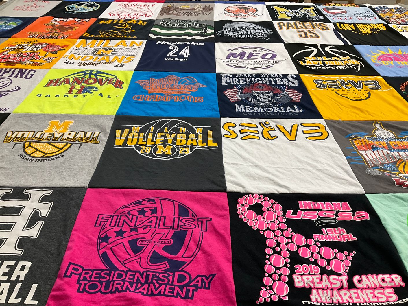 T-shirt quilt featuring milan indians volleyball, milan indians basketball by Karisa from IN