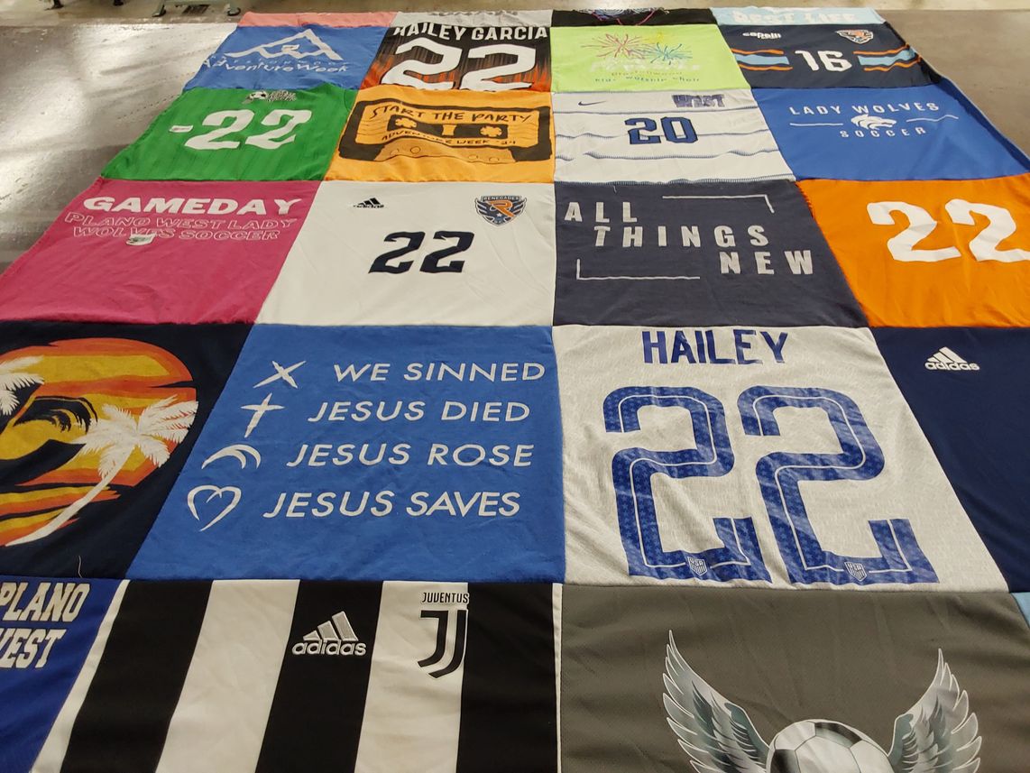 T-shirt quilt featuring plano west lady wolves soccer by Mary from TX