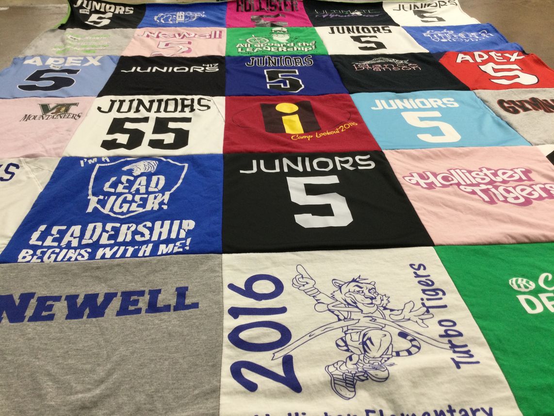 T-shirt quilt featuring hollister tigers by Nicki from MO