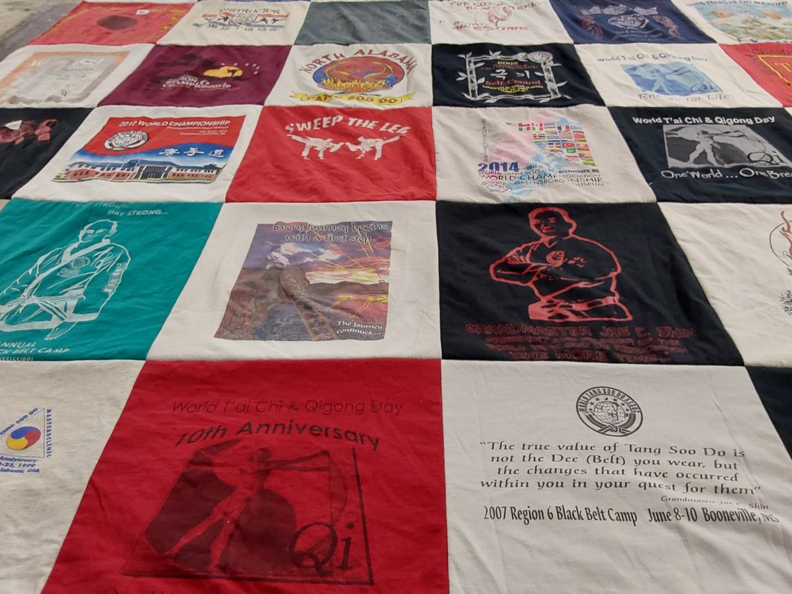 T-shirt quilt with tai chi, qigong themes by LaCinda from AL