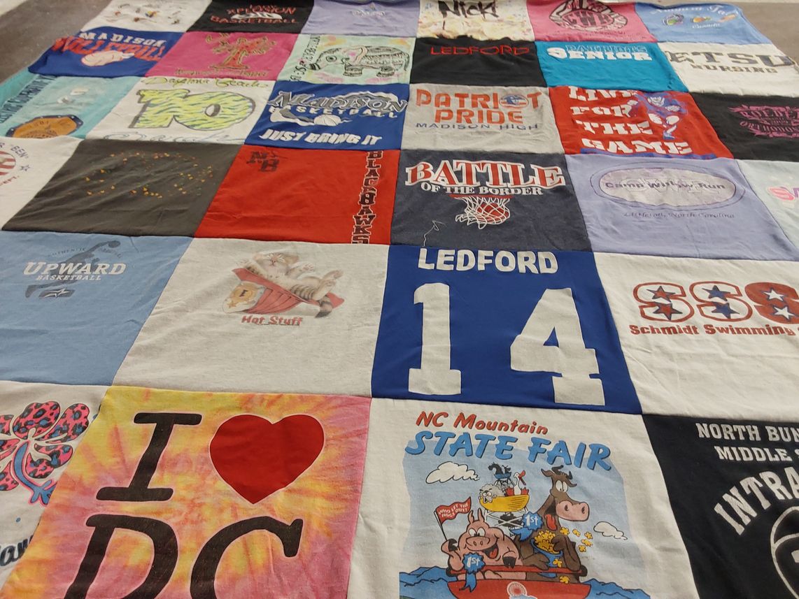 T-shirt quilt from madison high school, north buncombe middle school by Rebeca from NC