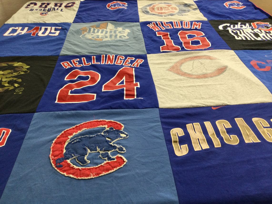 T-shirt quilt featuring chicago cubs by Christopher from CA
