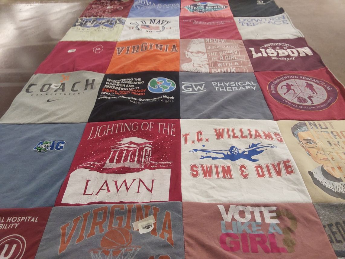 T-shirt quilt featuring t.c. williams swim and dive team, virginia basketball team by Colleen from DC