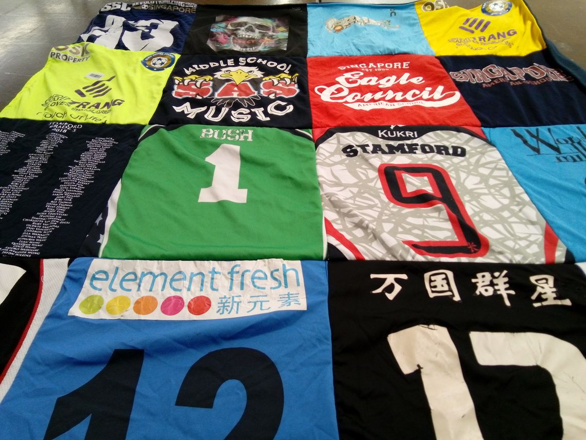 T-shirt quilt from stamford american international school by Tina from CA