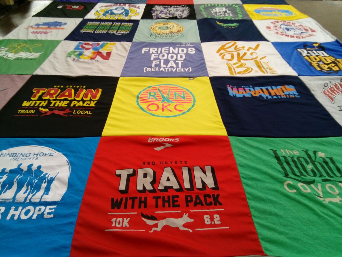 T-shirt quilt with running, training themes by Danielle from OK