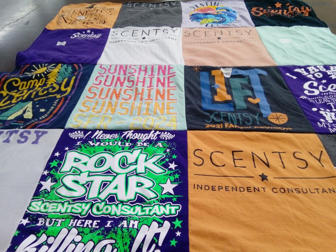 T-shirt quilt with fragrance, home decor themes by Jennifer from IN