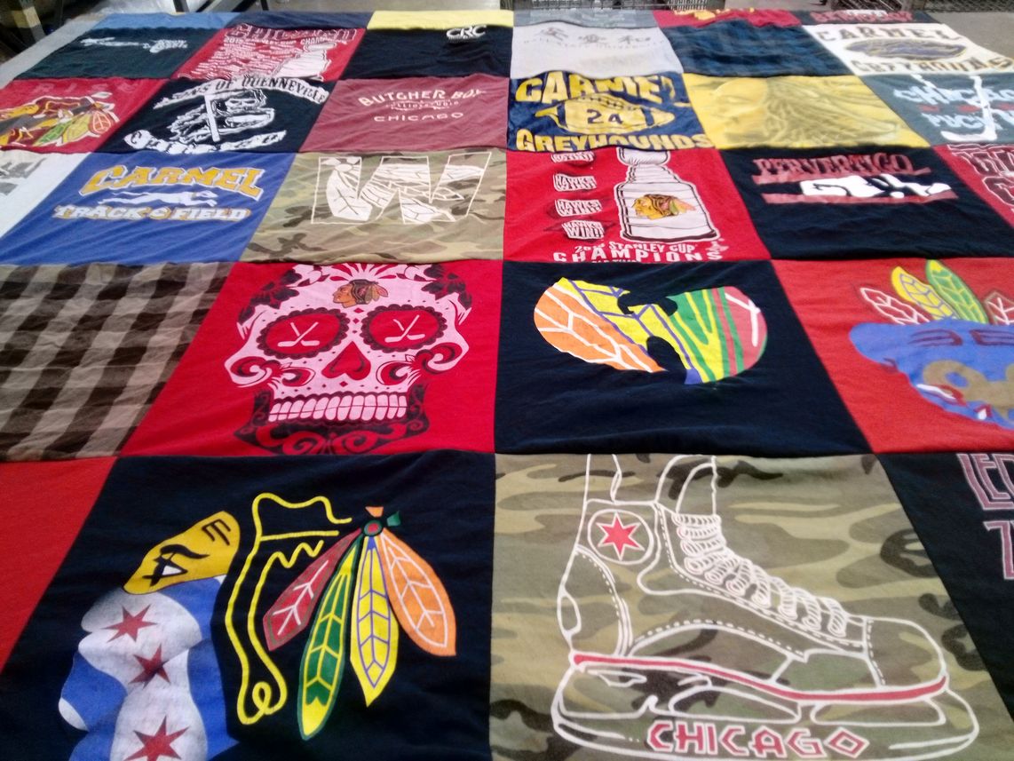 T-shirt quilt featuring chicago blackhawks by Matt from IL