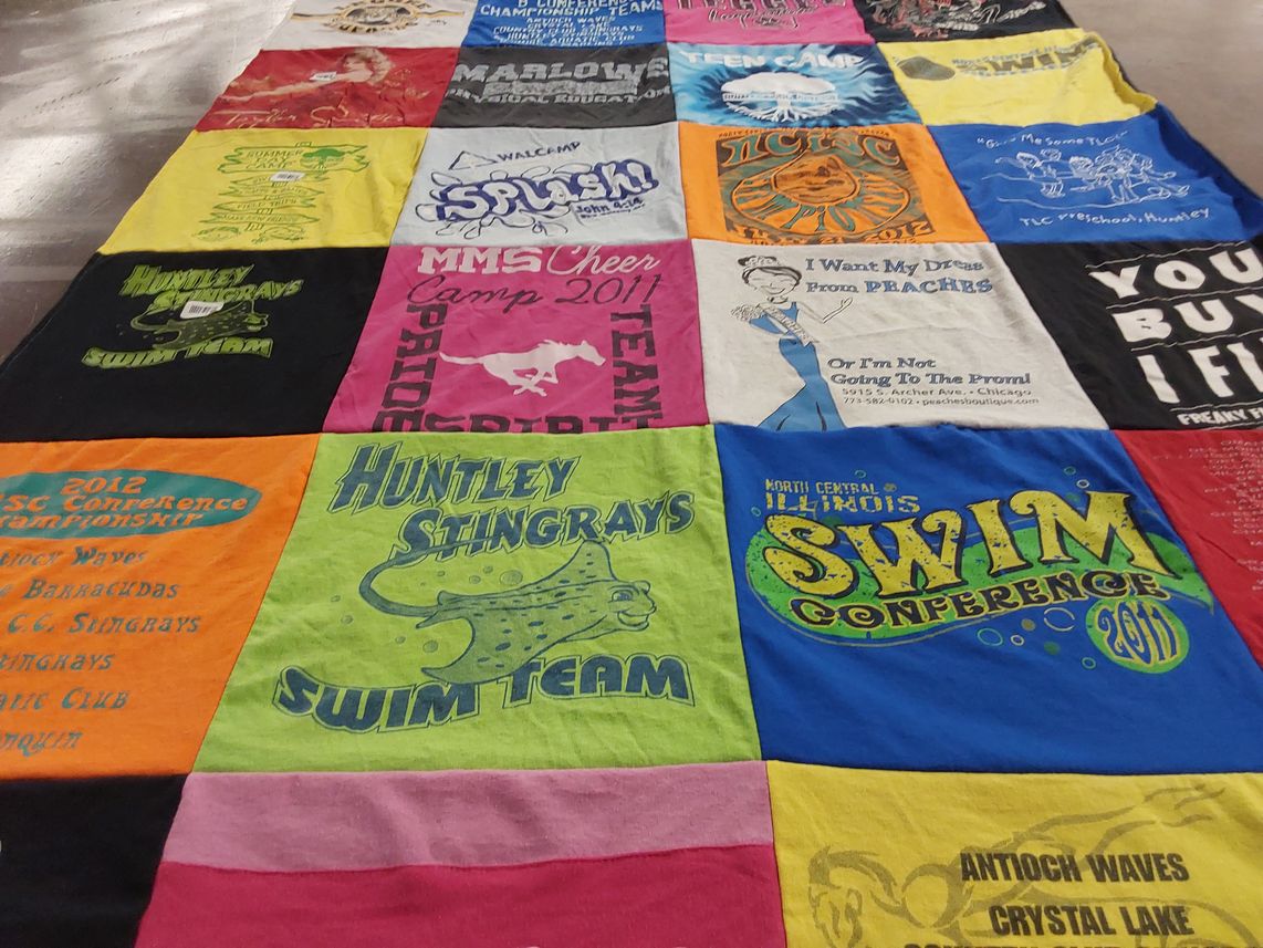 T-shirt quilt featuring huntley stingrays swim team by Mike from FL