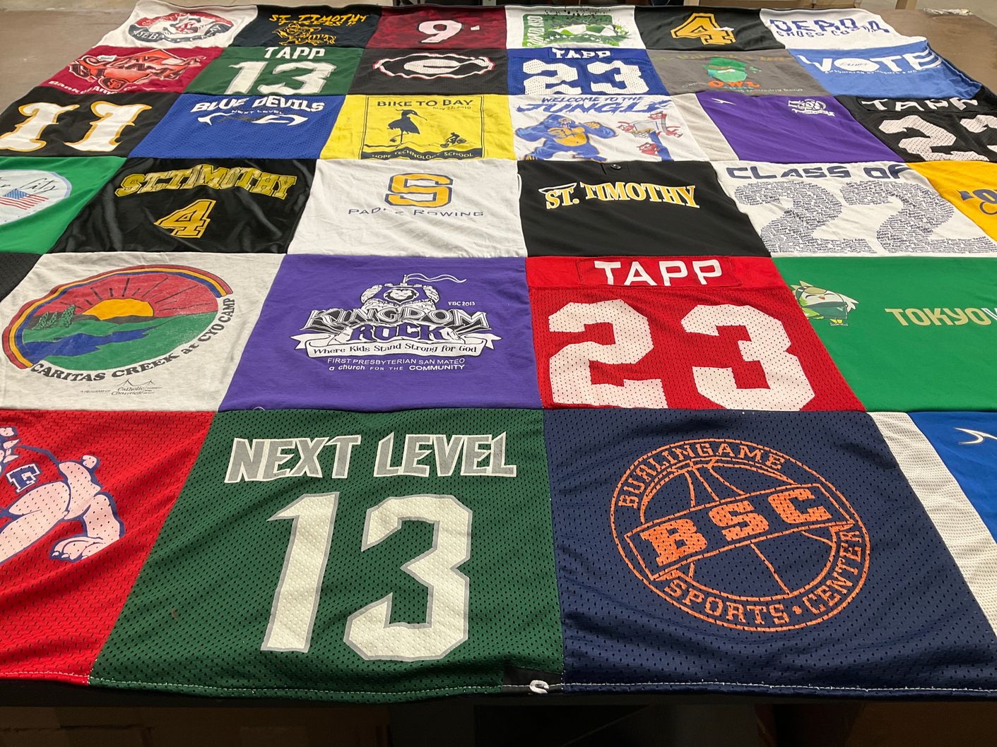 T-shirt quilt featuring blue devils by Lizette from CA