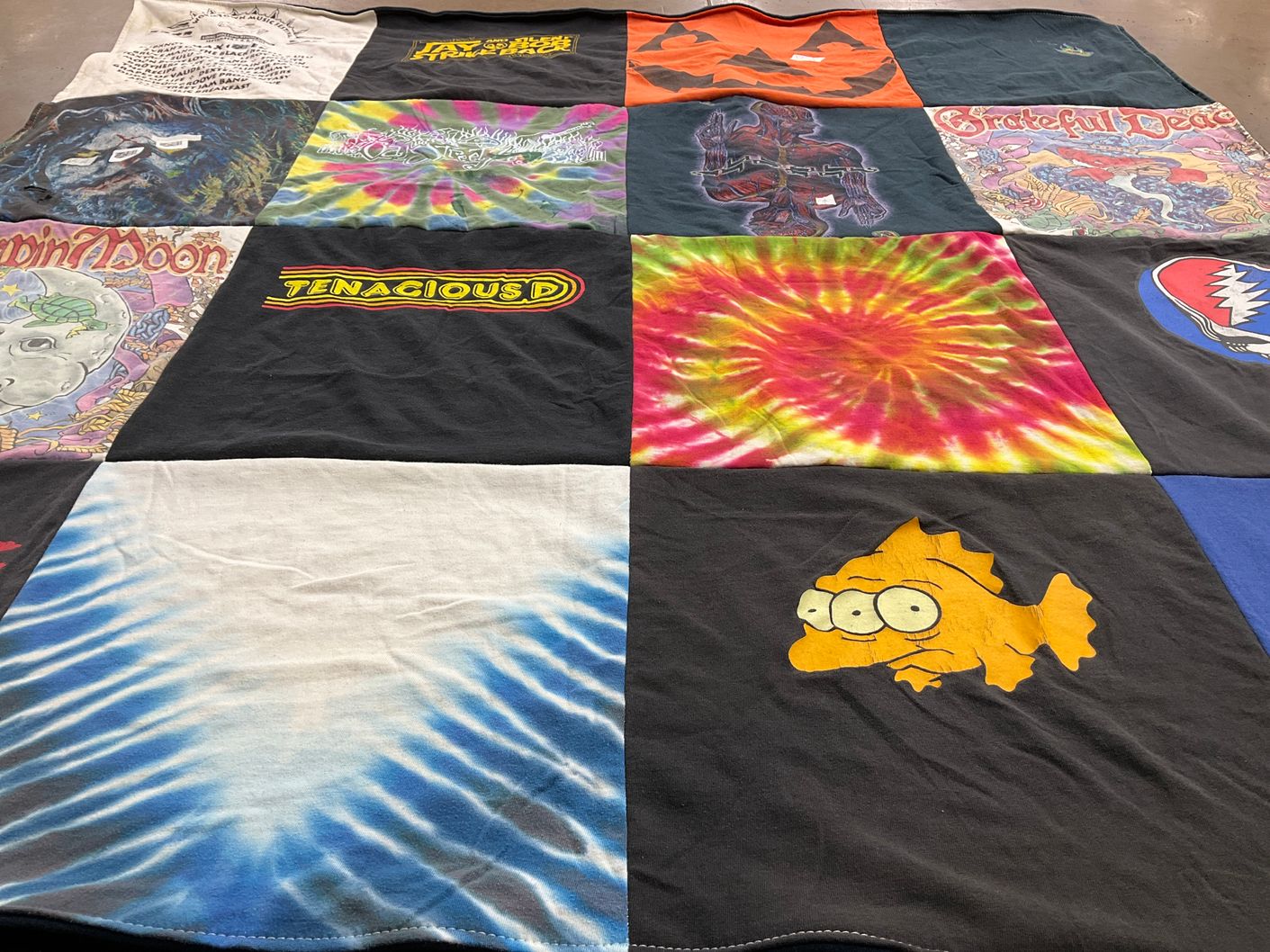 T-shirt quilt with music, art themes by Kelly from FL