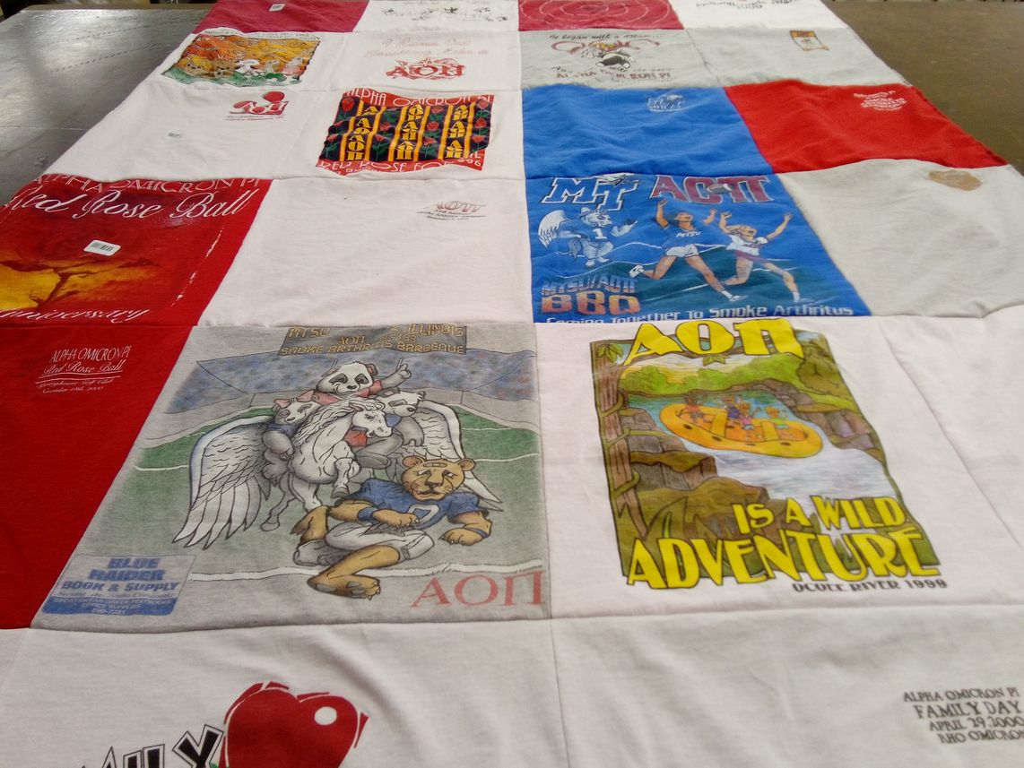 T-shirt quilt from middle tennessee state university by Anne Marie from TN