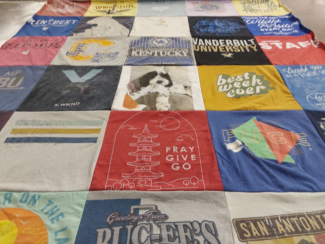 T-shirt quilt from vanderbilt university, university of kentucky by Lori from KY