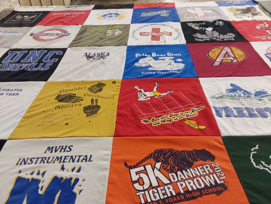 T-shirt quilt featuring montrose high school, 5k danner tiger prown by Tamara from NC
