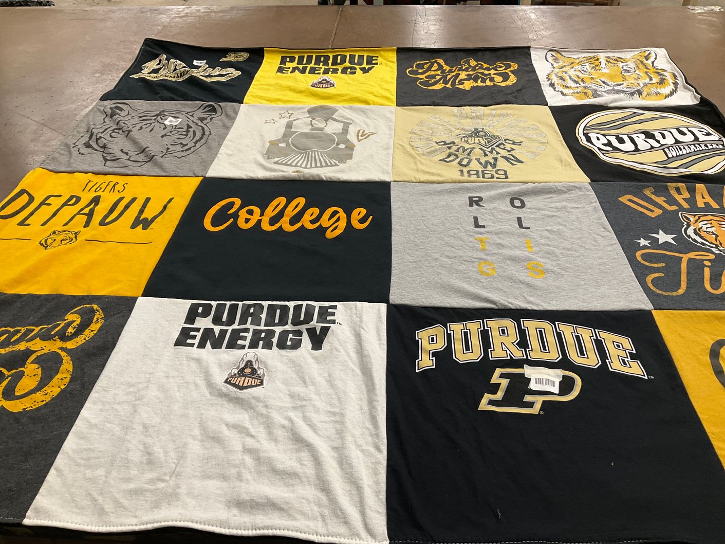 T-shirt quilt from purdue university, depauw university by Carrie from IN