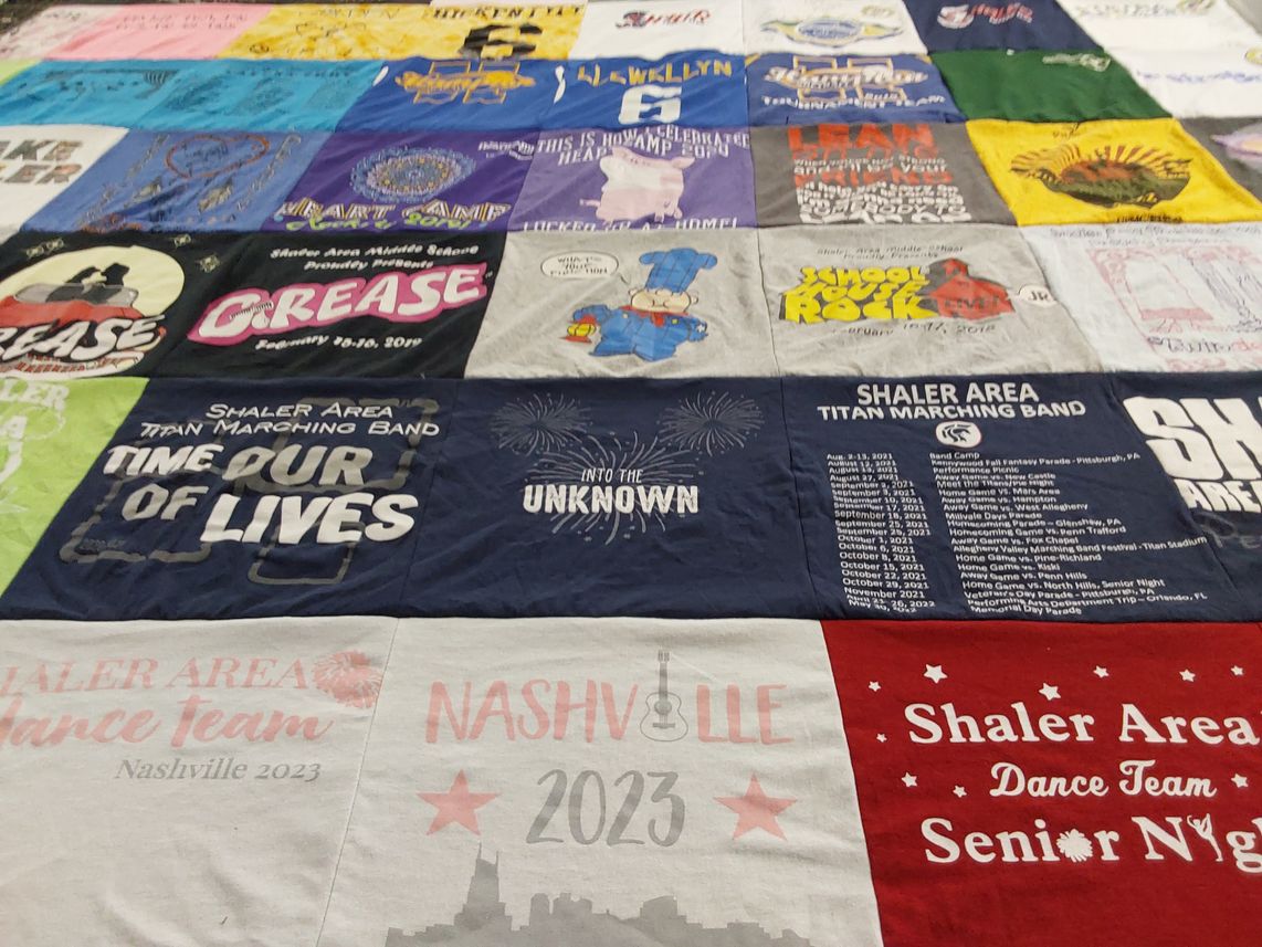 T-shirt quilt featuring shaler area titan marching band, shaler area dance team by Michelle from PA