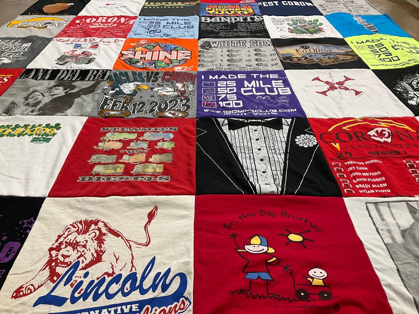 T-shirt quilt featuring corona high school by Jennifer from CA