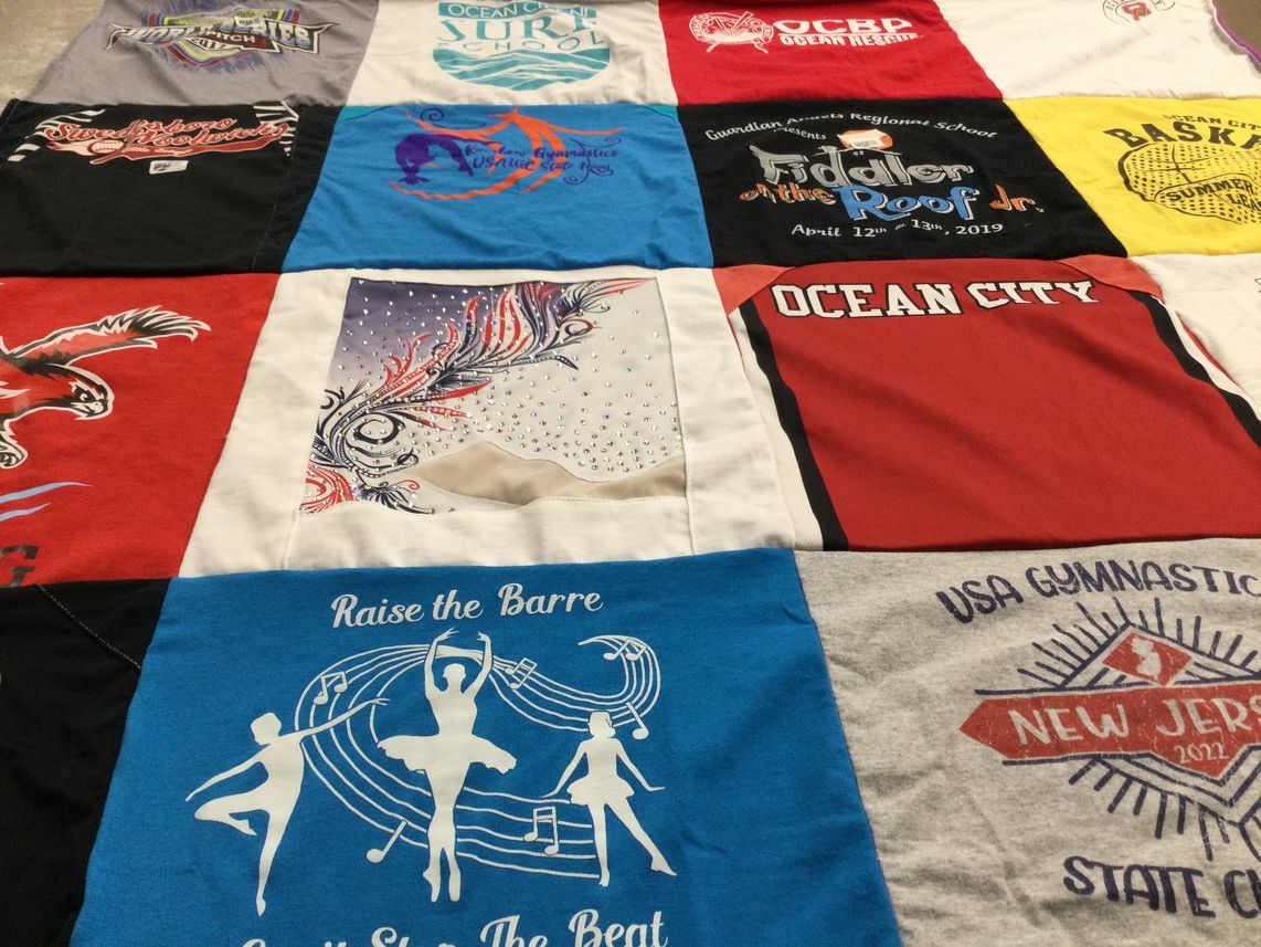T-shirt quilt from ocean city high school, guardian angels regional school by Kimberly from NJ